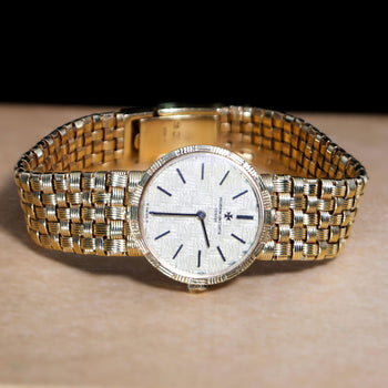 Vacheron Constantin 25mm 18K Gold Basketweave Dial Watch 1970s Full Set – Assay Jewelers