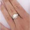 9.5mm South Sea White Pearl and Baguette Diamond Ring in Platinum