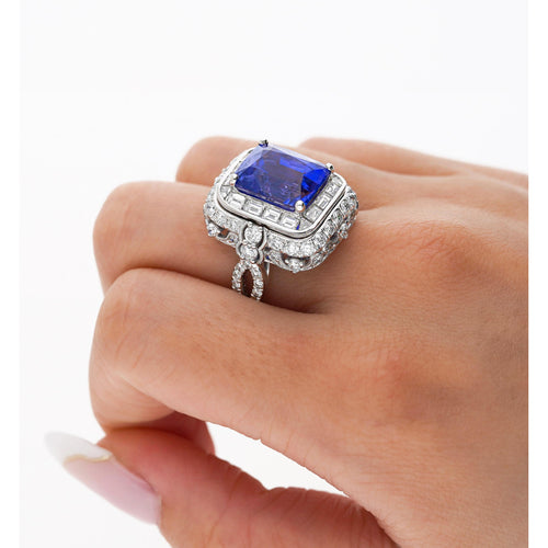 AGL Certified 10.10 Ct No Heat Ceylon Cornflower Blue Sapphire Diamond Ring