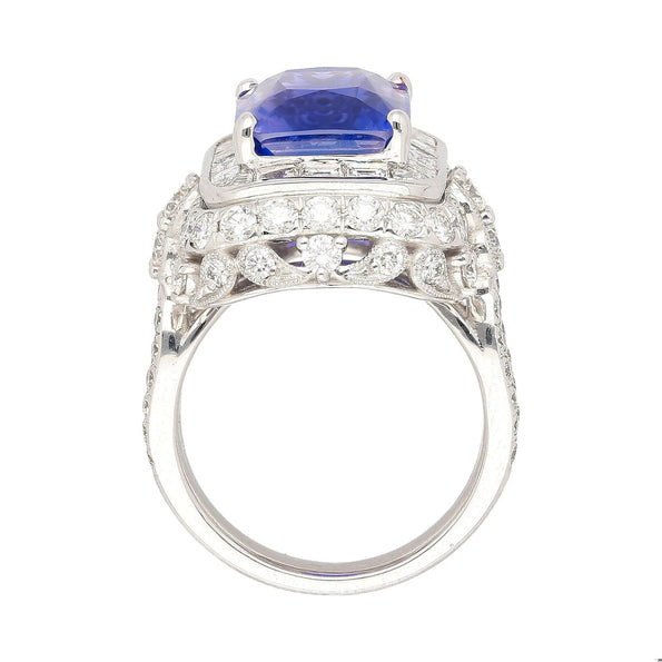 AGL Certified 10.10 Ct No Heat Ceylon Cornflower Blue Sapphire Diamond Ring