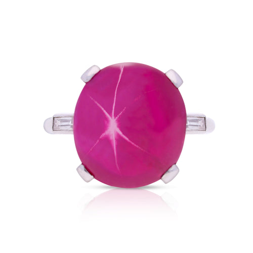 AGL Certified 10.88ct Burma Star Ruby Vintage Platinum Ring