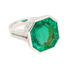 AGL Certified 17 Carat Octagonal Cut Minor Oil Colombian Emerald Ring