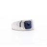 AGL Certified 3.5 Carat No Heat Blue Sapphire Platinum Mens Ring