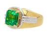 AGL Certified 3.98 Carat Colombian Emerald 18K Gold Platinum Mens Ring