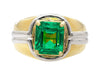 AGL Certified 3.98 Carat Colombian Emerald 18K Gold Platinum Mens Ring