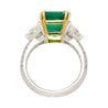 AGL Certified 5.31 Carat No Oil Emerald & Trillion Diamond 3 Stone Ring