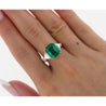 AGL Certified 5.31 Carat No Oil Emerald & Trillion Diamond 3 Stone Ring