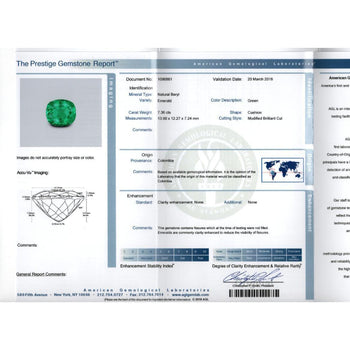 AGL Certified 7.36 Carat No Oil Cushion-Cut Colombian Emerald & Half Moon Cut Diamonds Ring – Assay Jewelers
