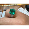 AGL Certified 8.01 Carat No Oil Colombian Emerald Vintage Platinum Ring