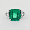 AGL-zertifizierter 8,01 Karat No Oil kolumbianischer Smaragd Vintage Platin Ring