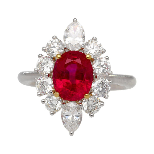 AGL Certify 3.04ct Pigeon Blood Ruby with Diamond Halo Ring