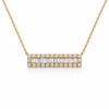 Diamond Bar Pendant Cable Chain Necklace 14K Yellow Gold 0.75 Carats