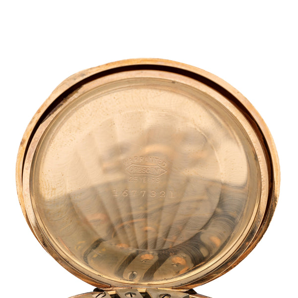 Antique 1915 Hampden Watch Co Railway 15J 16s 14K Gold Filled Open Face Pocket