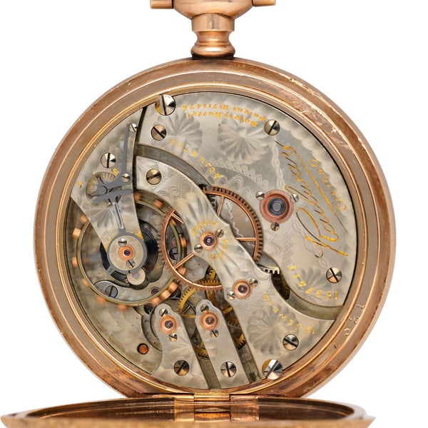 Antique 1915 Hampden Watch Co Railway 15J 16s 14K Gold Filled Open Face Pocket