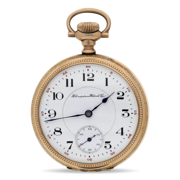 Antique 1915 Hampden Watch Co Railway 15J 16s 14K Gold Filled Open Face Pocket