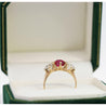 Antique Red Spinel and Old Mine Diamond 14K Yellow Gold Three-Stone Ring