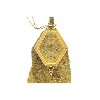 Art Deco Gold Mesh Makeup Purse with Mirror & Rouge Lipstick Holder – Assay Jewelers