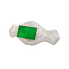 Art Deco Jadeite and Diamond Brooch Pin 18K White Gold