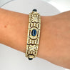 Art Deco Style 12 Carat Cabochon Sapphire & Diamond 18K Gold Bracelet