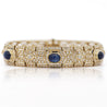 Art Deco Style 12 Carat Cabochon Sapphire & Diamond 18K Gold Bracelet