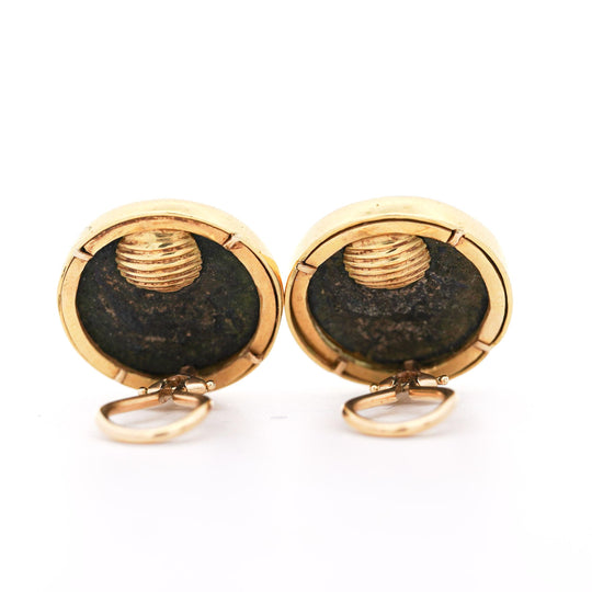 Authentic Roman Coin 14K Gold Bezel Set Stud Earrings With Lever Backs