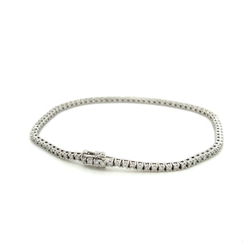 Box Chain Natural Diamond Tennis Bracelet in 18k white gold – Assay Jewelers