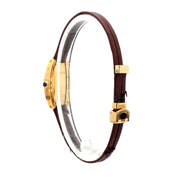 Cartier Mini Tonneau Lanieres 2592 18K Rose Gold Burgundy Strap Quartz Watch