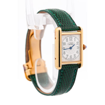 Cartier Must de Tank ref. 2415 Watch On Green/Black Leather With Box & Papers – Assay Jewelers