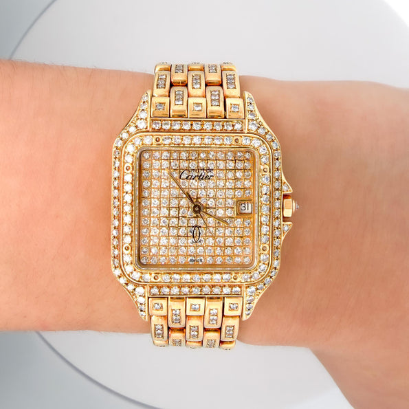 Cartier Panthere Large 27mm Diamond Dial 18K Gold Watch