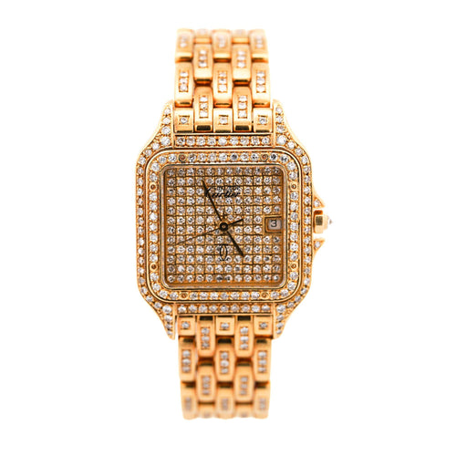 Cartier Panthere Large 27mm Diamond Dial 18K Gold Watch