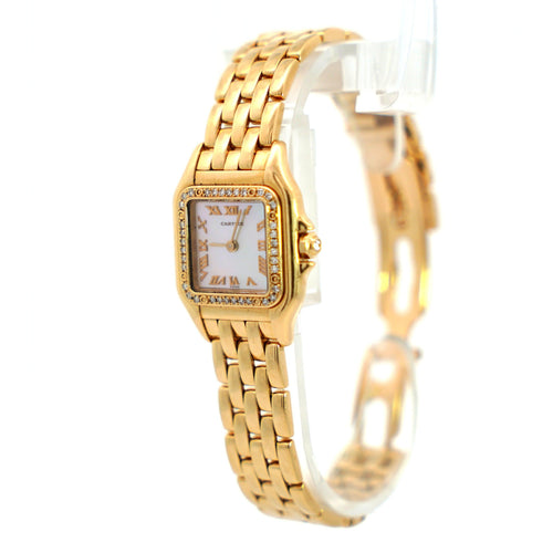 Cartier Panthere MOP 22mm Ref. 1280 2 Factory Diamond Bezel Watch in 18K Yellow Gold