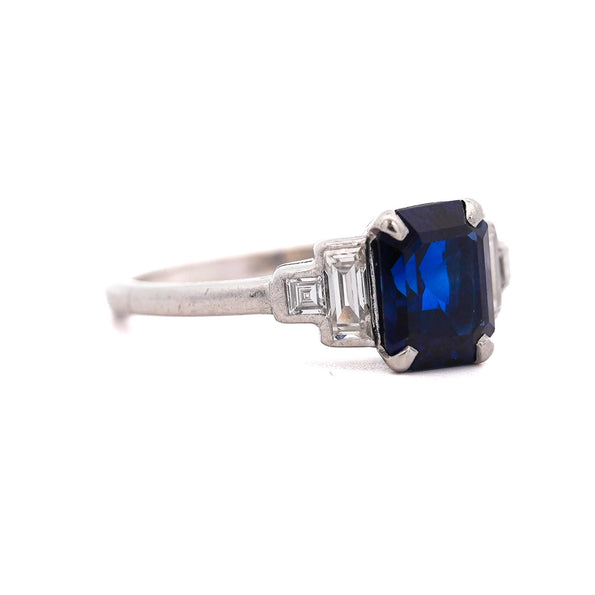Cartier Paris Art Deco Royal Blue 2.3 Carat No Heat Sapphire and Diamond Ring