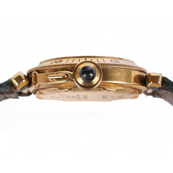 Cartier Pasha 1035 Automatic Watch 18K Gold Ivory Dial Alligator Strap 35mm