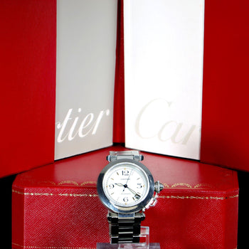 Cartier Pasha C W31015M7 35mm White Dial Steel Automatic Watch Full Set – Assay Jewelers