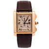Cartier Tank Francaise كرونوغراف XL 1830 ساعة ذهب عيار 18 بسوار جلد