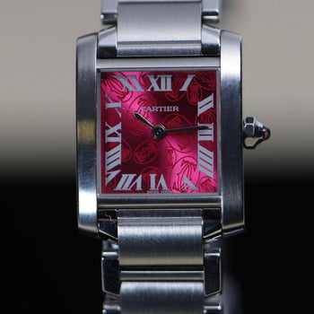 Cartier Tank Francaise Raspberry Rose Dial Christmas Edition Watch Full Set – Assay Jewelers
