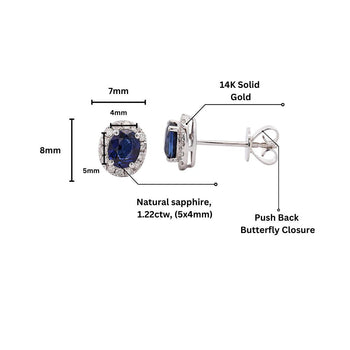 Certified 1 Carat Oval Blue Sapphire Diamond Halo Stud Earrings – Assay Jewelers