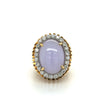 Certified 18K Gold Lavender Jade and Round Diamond Halo Ring