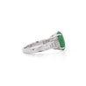 Certified 4.17 Carat Untreated Jadeite Jade and Baguette Diamond Platinum Ring