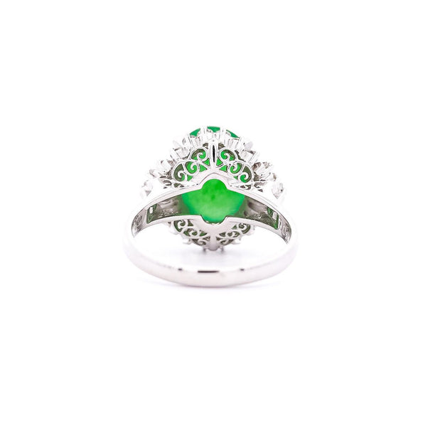 Certified 5.16 Carat Fei Cui Type A Jadeite Jade and Diamond Cocktail Ring