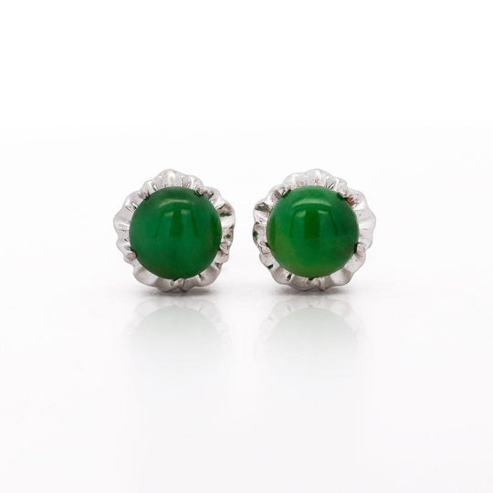 Certified Jadeite Jade A Platinum Stud Earrings