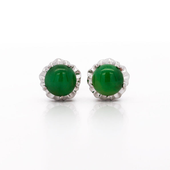 Certified Jadeite Jade A Platinum Stud Earrings