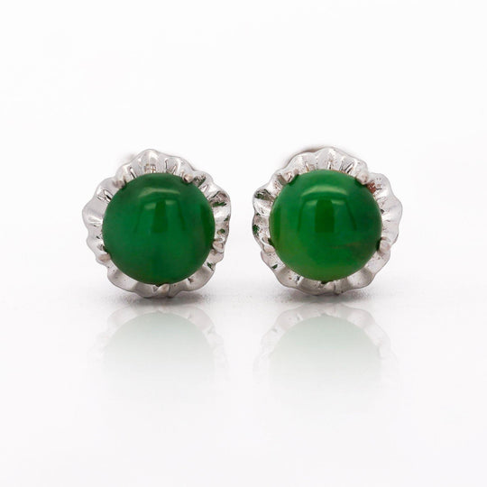 Certified Jadeite Jade A Platinum Stud Earrings