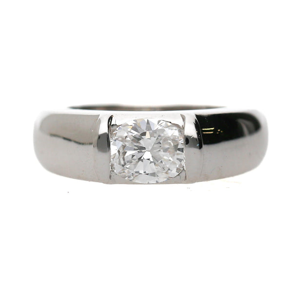 Chaumet Paris GIA Certified Cushion Cut Diamond 18K White Gold Tension Set Ring