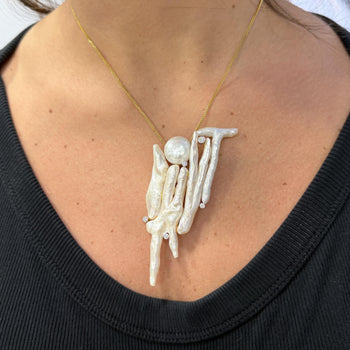 "Chicken Feet" Baroque Pearl Diamond Pin Pendant Brooch 18K Gold – Assay Jewelers