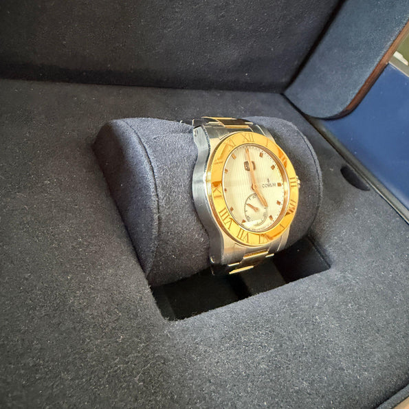 Corum Romulus 18K Rose Gold 2-Tone Champagne White Dial 42mm Watch Full Set