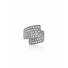 Curved Natural Round Diamond Pave Bypass Ring in 14k White Gold