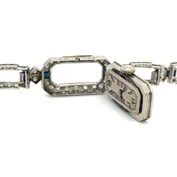 Diamond and Blue Sapphire Eterna Art Deco Watch in Platinum – Assay Jewelers