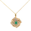 Emerald and Diamond 18K Gold Two Piece Halo Moving Pendant Necklace