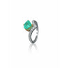 Fancy Cut Natural Colombian Emerald Ring 18k White gold